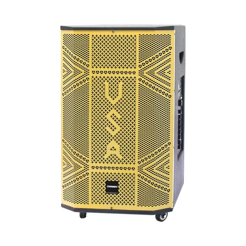 Alto-falante de festa portátil sem fio Woofer de 15 polegadas com Bluetooth de madeira para festas