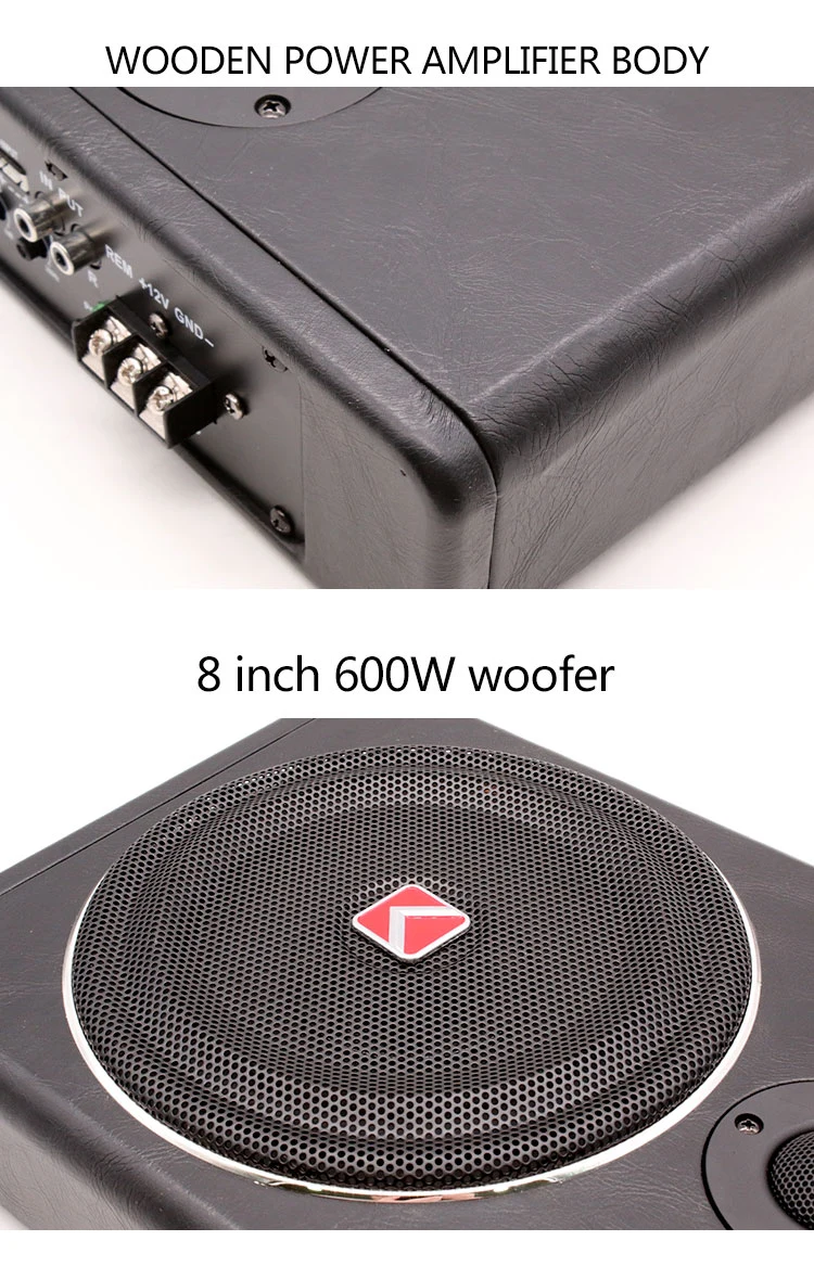 Portable 12V Mini High Power Under Seat Car Subwoofer Active Car Audio Slim 8 Inch Subwoofer