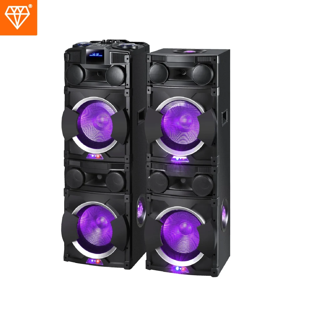 Popular Big Power 2.0 Home Tower Speaker Double 12 Inch Woofer colorful LED USB TF FM Bluetooth