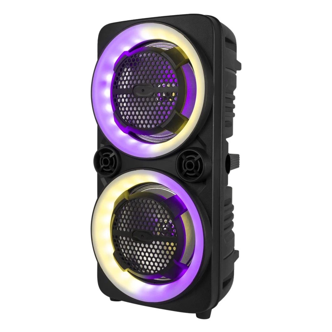 8 Inch Woofer with Tweeter 100W 12V Rechargeable Speakers Bluetooth Wireless Portable Speakers with Attractive LED Light