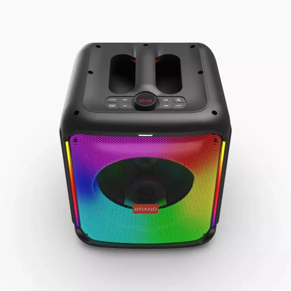Alto-falante de festa Temeisheng Alto-falante portátil Woofer de 8 polegadas com luzes LED