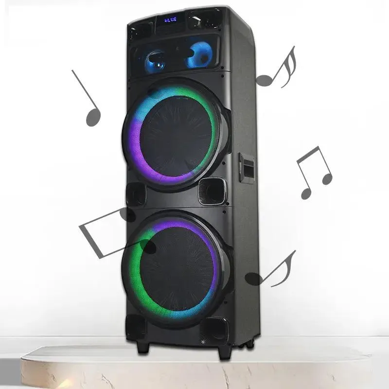 Temeisheng Wooden Super Power Dual Tweeter de 12 polegadas 100 W RMS caixa de áudio grande recarregável sem fio alto-falante portátil Bluetooth