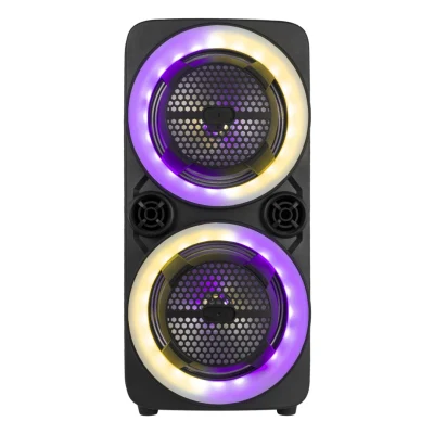 Woofer de 8 polegadas com tweeter 100 W 12 V alto-falantes recarregáveis ​​Bluetooth sem fio alto-falantes portáteis com atraente luz LED